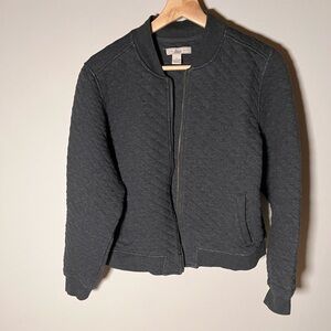 Bass Womens‎ Quilted Bomber Jacket Charcoal Gray Full Zip GHAW5858 Large